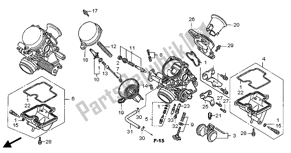 Tutte le parti per il Carburatore (parti Componenti) del Honda CBF 500A 2007