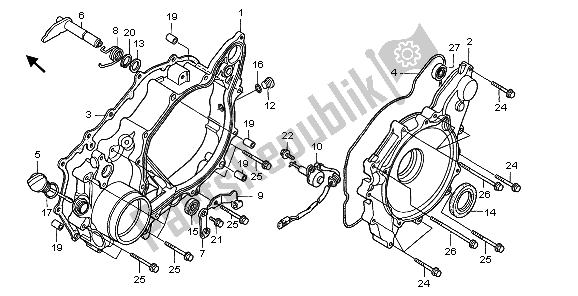 Tutte le parti per il Coperchio Del Carter Posteriore del Honda TRX 450 FE Fourtrax Foreman ES 2003