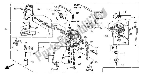 All parts for the Carburetor of the Honda TRX 400 EX 2007