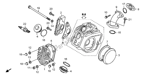 All parts for the Cylidner Head Cover of the Honda CRF 70F 2007