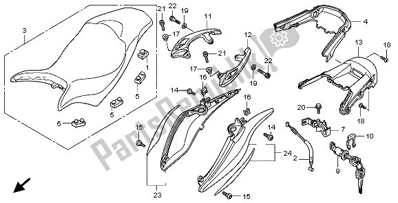 Tutte le parti per il Sedile E Cofano Posteriore del Honda CB 600F3A Hornet 2009