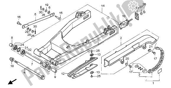 All parts for the Swingarm of the Honda VF 750C 1995