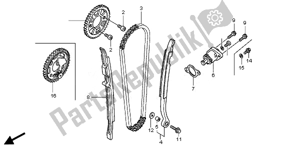 All parts for the Cam Chain & Tensioner of the Honda CRF 450R 2008