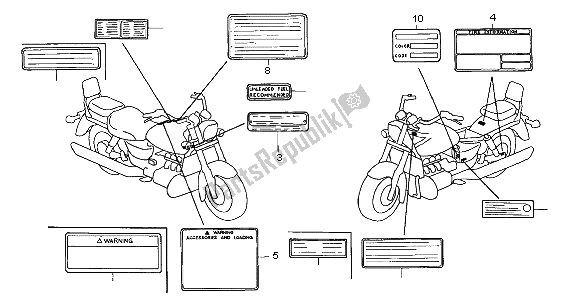 Todas as partes de Etiqueta De Cuidado do Honda GL 1500C 2002