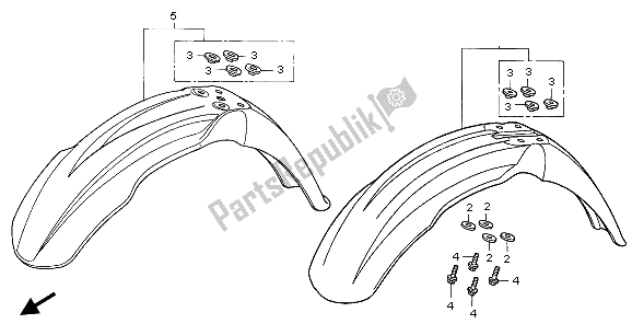 All parts for the Front Fender of the Honda CR 250R 2006