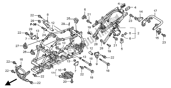 All parts for the Frame Body of the Honda TRX 450 ER Sportrax 2009