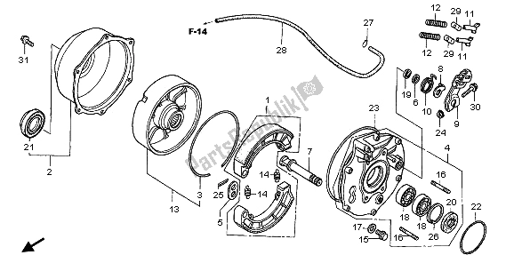 All parts for the Rear Brake Panel of the Honda TRX 400 FA Fourtrax Rancher AT 2006