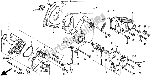 Wszystkie części do Lewa Tylna Pokrywa I Pompa Wodna Honda CB 1300X4 1998