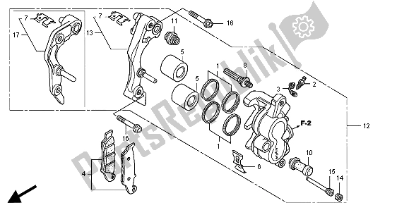 All parts for the Front Brake Caliper of the Honda CRF 450R 2003