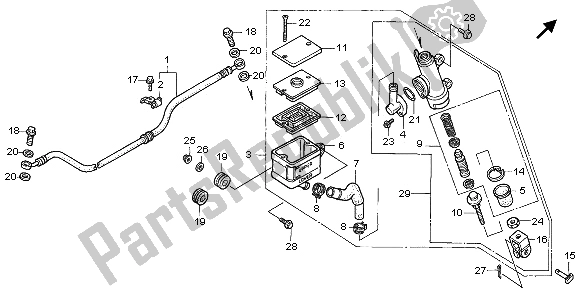 All parts for the Rear Brake Master Cylinder of the Honda NX 650 1995