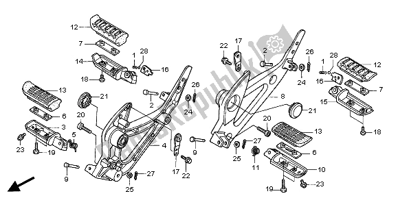 All parts for the Step of the Honda XL 1000V 2001