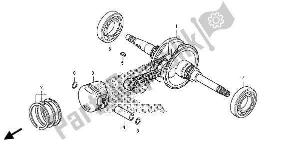 All parts for the Crankshaft & Piston of the Honda FES 125 2012