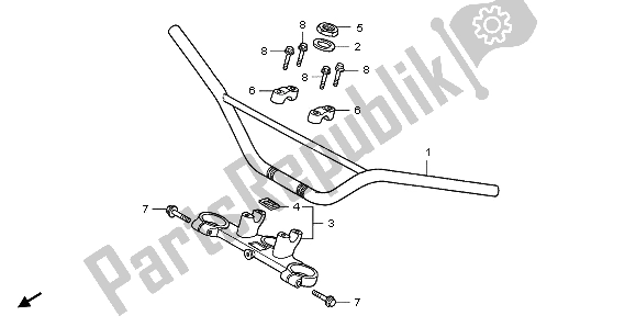 All parts for the Handle Pipe & Top Bridge of the Honda CRF 150 RB LW 2009