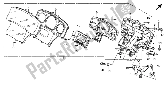 All parts for the Meter Without Navigation (kmh) of the Honda GL 1800 2007