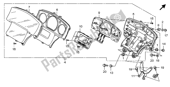 Alle onderdelen voor de Meter Zonder Navigatie (kmh) van de Honda GL 1800 2007