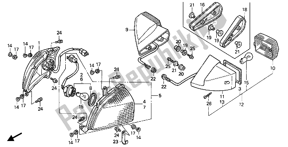 Alle onderdelen voor de Winker van de Honda CBR 1000F 1989