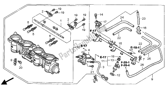 Alle onderdelen voor de Gasklephuis van de Honda CBR 1000 RR 2004