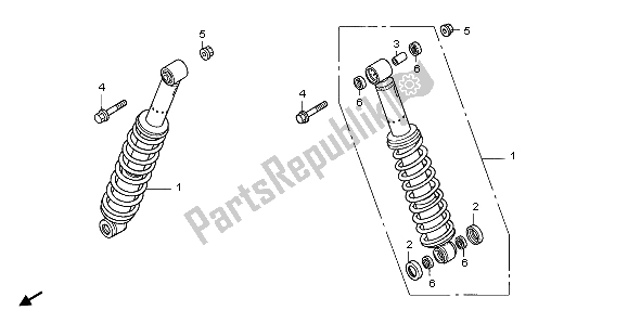 All parts for the Rear Cushion of the Honda TRX 650 FA Fourtrax Rincon 2004