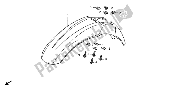 All parts for the Front Fender of the Honda XR 400R 1998