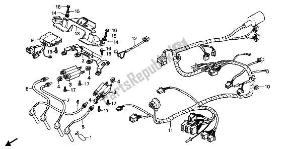 Toutes les pièces pour le Faisceau De Câbles du Honda CBR 600F 1990