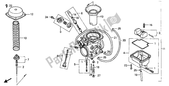 All parts for the Carburetor of the Honda XBR 500S 1988