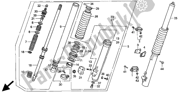All parts for the Front Fork of the Honda XR 250R 1994