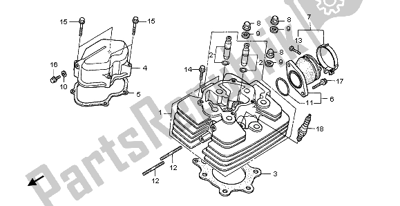 All parts for the Cylinder Head of the Honda TRX 450 FE Fourtrax Foreman ES 2004