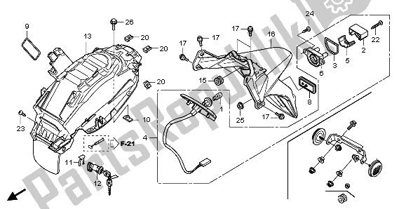 Todas las partes para Guardabarros Trasero de Honda NSA 700A 2009