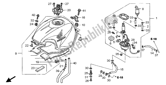 Tutte le parti per il Serbatoio Di Carburante del Honda CBR 600F 2006