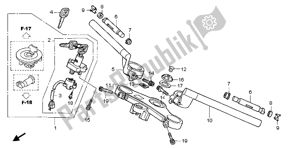 Todas as partes de Lidar Com Tubo E Ponte Superior do Honda CBR 1100 XX 1997