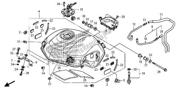 All parts for the Fuel Tank of the Honda VFR 1200X 2013