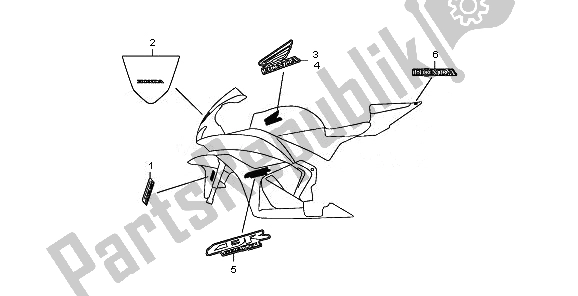 All parts for the Mark & Stripe of the Honda CBR 600 RA 2011