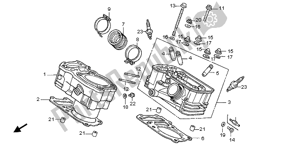 All parts for the Cylinder & Cylinder Head (rear) of the Honda NTV 650 1996