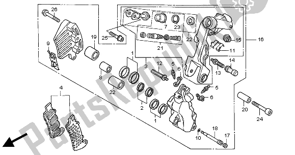 All parts for the Front Brake Caliper of the Honda XL 1000V 2000