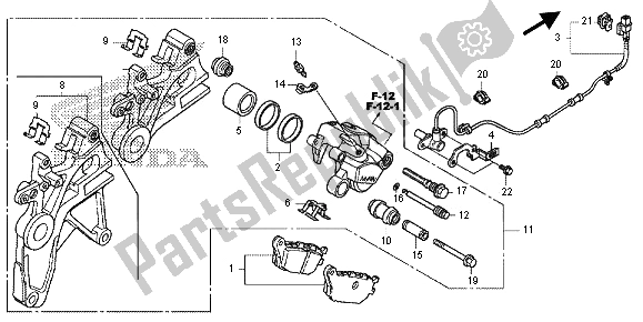 All parts for the Rear Brake Caliper of the Honda NC 700 SD 2012