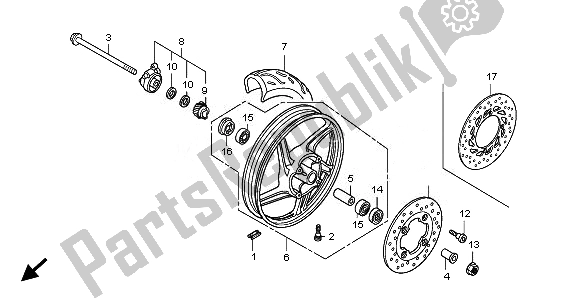 Tutte le parti per il Ruota Anteriore del Honda SH 150R 2010