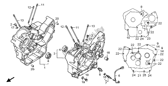 All parts for the Crankcase of the Honda NTV 650 1996