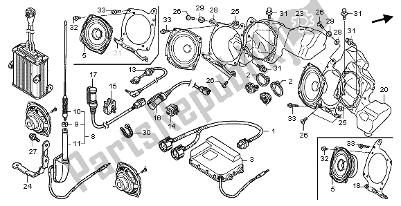 All parts for the Audio Unit (airbag) of the Honda GL 1800 2009