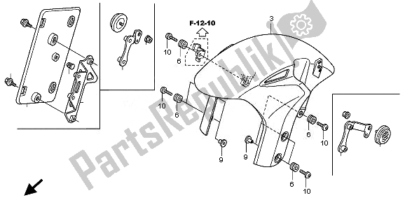 Tutte le parti per il Parafango Anteriore del Honda VFR 1200 FA 2010