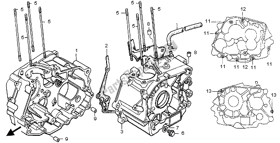 All parts for the Crankcase of the Honda CA 125 1999