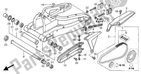 All parts for the Swingarm of the Honda CBR 1000 RR 2004