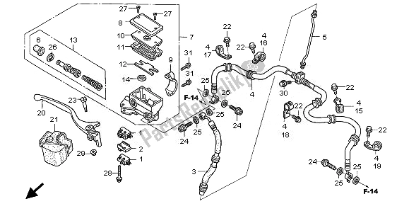 All parts for the Fr. Brake Master Cylinder of the Honda TRX 680 FA Fourtrax Rincon 2008