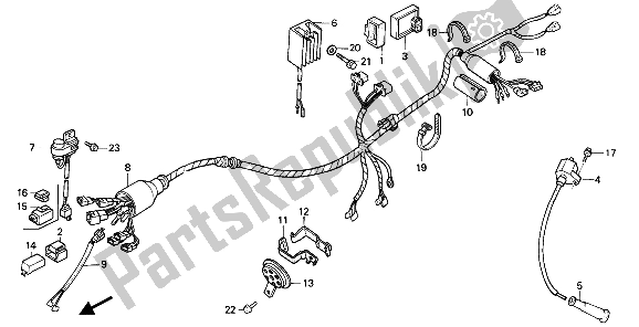 All parts for the Wire Harness of the Honda XR 600R 1989