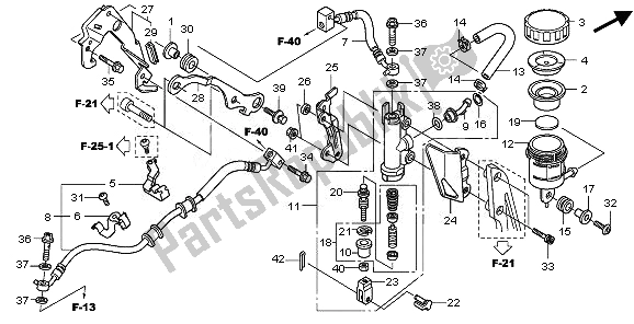 All parts for the Rear Brake Master Cylinder of the Honda CBR 1000 RA 2011