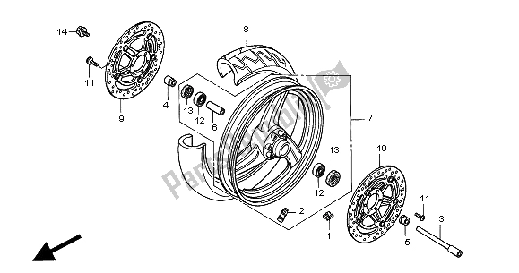 Tutte le parti per il Ruota Anteriore del Honda CB 600F Hornet 2000