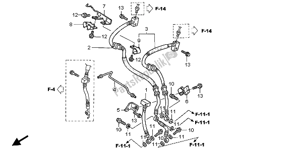 Tutte le parti per il Tubo Freno Anteriore del Honda VFR 800 2002