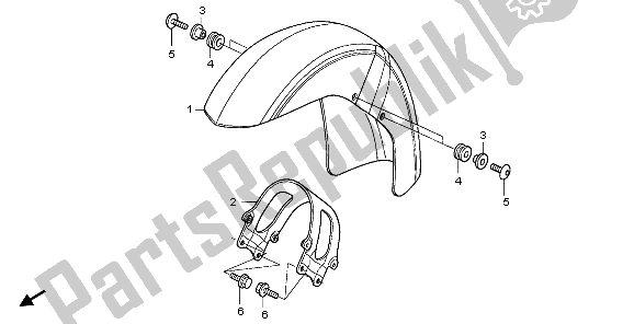 Tutte le parti per il Parafango Anteriore del Honda VT 750C 2007