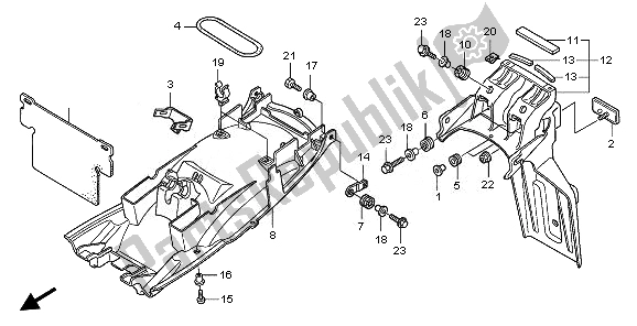 All parts for the Rear Fender of the Honda CBF 1000A 2008