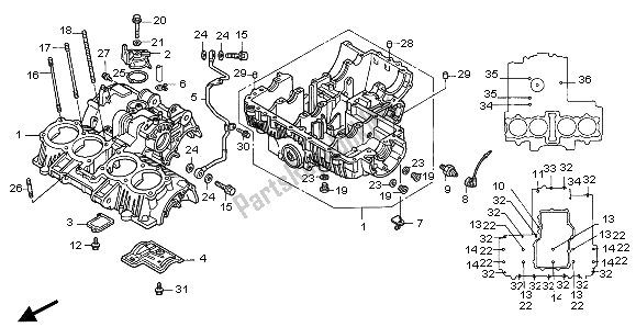 All parts for the Crankcase of the Honda CB 750F2 1995