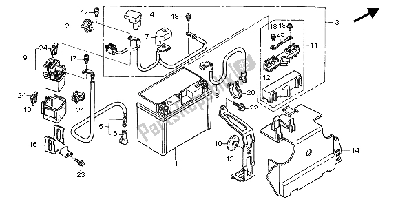 All parts for the Battery of the Honda ST 1300 2007